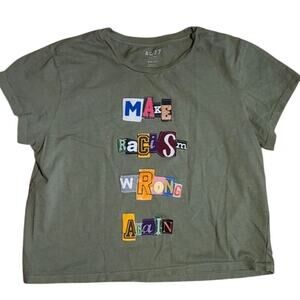 Make Racism Wrong Again Reworked Short Sleeve Cotton Tee Tshirt Top-Small